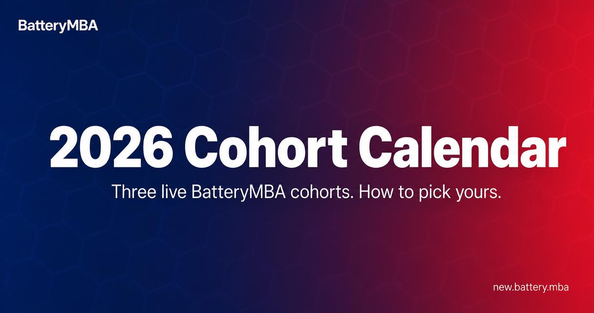 BatteryMBA 2026 cohort calendar: pick your start date
